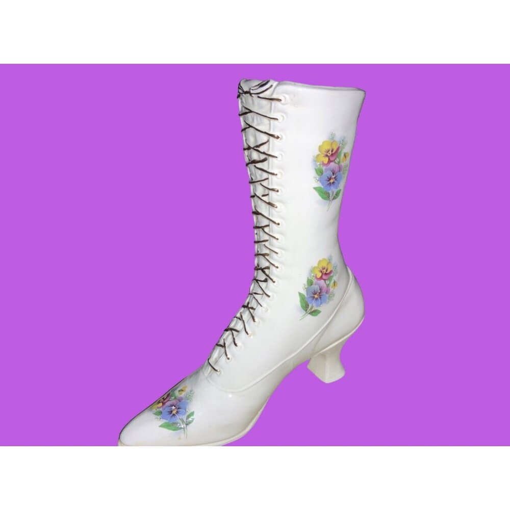Large Floral Boot Planter Vase